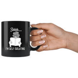 "Shhhh I'm Self Isolating"11oz Black Mug - Gifts For Reading Addicts