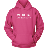 "Cats Books Coffee" Hoodie - Gifts For Reading Addicts
