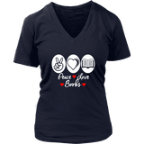 Peace, Love, Books V-neck - Gifts For Reading Addicts