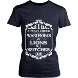 I always check Wardrobes for lions and witches, Fitted T-shirt - Gifts For Reading Addicts