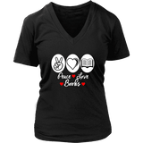 Peace, Love, Books V-neck - Gifts For Reading Addicts
