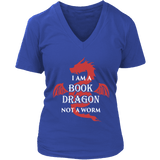 I Am A Book Dragon V-neck T-shirt - Gifts For Reading Addicts