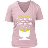 Warning! Open books lead to open minds V-neck - Gifts For Reading Addicts