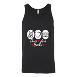 Peace, Love, Books Unisex Tank Top - Gifts For Reading Addicts