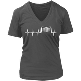 Book heart pulse V-neck - Gifts For Reading Addicts