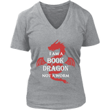 I Am A Book Dragon V-neck T-shirt - Gifts For Reading Addicts