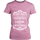 I always check Wardrobes for lions and witches, Fitted T-shirt - Gifts For Reading Addicts