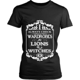 I always check Wardrobes for lions and witches, Fitted T-shirt - Gifts For Reading Addicts