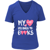 My Heart Belongs To Books V-neck - Gifts For Reading Addicts