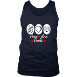 Peace, Love, Books Mens Tank Top - Gifts For Reading Addicts