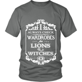 I always check Wardrobes for lions and witches, Unisex T-shirt - Gifts For Reading Addicts