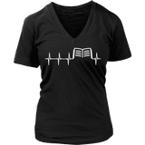 Book heart pulse V-neck - Gifts For Reading Addicts