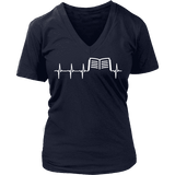 Book heart pulse V-neck - Gifts For Reading Addicts