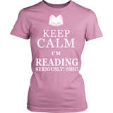 Keep calm i'm reading, seriously! shh! Fitted T-shirt - Gifts For Reading Addicts