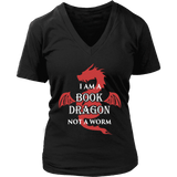 I Am A Book Dragon V-neck T-shirt - Gifts For Reading Addicts