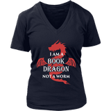 I Am A Book Dragon V-neck T-shirt - Gifts For Reading Addicts