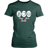 Peace, Love, Books Fitted T-shirt - Gifts For Reading Addicts
