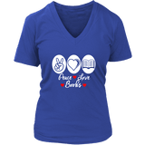 Peace, Love, Books V-neck - Gifts For Reading Addicts