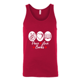Peace, Love, Books Unisex Tank Top - Gifts For Reading Addicts