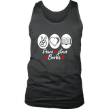 Peace, Love, Books Mens Tank Top - Gifts For Reading Addicts