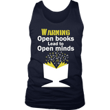 Warning! Open books lead to open minds Mens Tank - Gifts For Reading Addicts