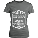 I always check Wardrobes for lions and witches, Fitted T-shirt - Gifts For Reading Addicts