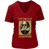 "I Put The Lit In Literature" V-neck Tshirt - Gifts For Reading Addicts