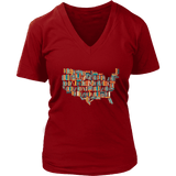 "USA Bookish Map" V-neck Tshirt - Gifts For Reading Addicts