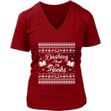 "Dashing Through The Books" V-neck Tshirt - Gifts For Reading Addicts