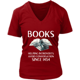 "Books" V-neck Tshirt - Gifts For Reading Addicts