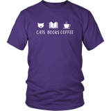 "Cats Books Coffee" Unisex T-Shirt - Gifts For Reading Addicts