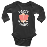"Party Hard"Long Sleeve Baby Bodysuit - Gifts For Reading Addicts