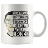 Ruth Bader "A Girl With A Book"11oz White Mug - Gifts For Reading Addicts