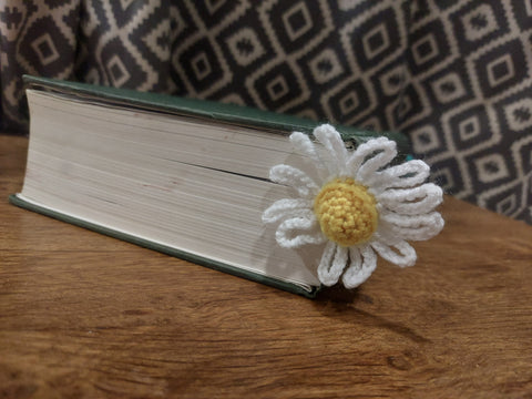 Hand-crocheted flower bookmark