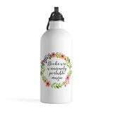 Uniquely Portable Magic - Stainless Steel Eco-friendly Water Bottle with bookish floral design - Gifts For Reading Addicts