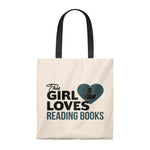 The Girl Loves Reading Books Canvas Tote Bag - Vintage style - Gifts For Reading Addicts