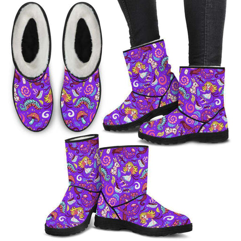 Violet Alice In Wonderland Faux Fur Boots