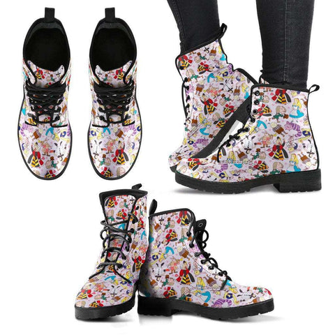 Alice In Wonderland Women's Leather Boots - Gifts For Reading Addicts