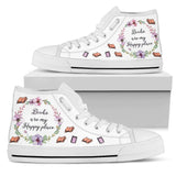 "My happy place"Bookish high top women's shoes - Gifts For Reading Addicts