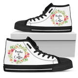 "Books & Coffee"Bookish high top women's shoes - Gifts For Reading Addicts