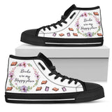 "My happy place"Bookish high top women's shoes - Gifts For Reading Addicts