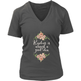 "Reading" V-neck Tshirt - Gifts For Reading Addicts