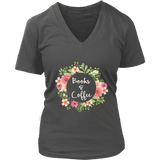"Books & Coffee" V-neck Tshirt - Gifts For Reading Addicts