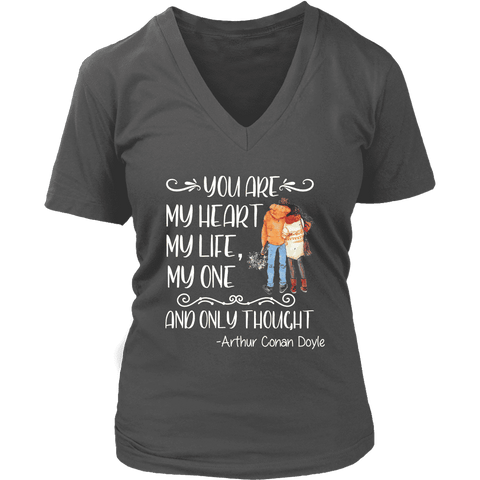 "My heart my life" V-neck Tshirt - Gifts For Reading Addicts