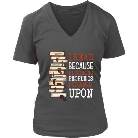 "I Read" V-neck Tshirt - Gifts For Reading Addicts