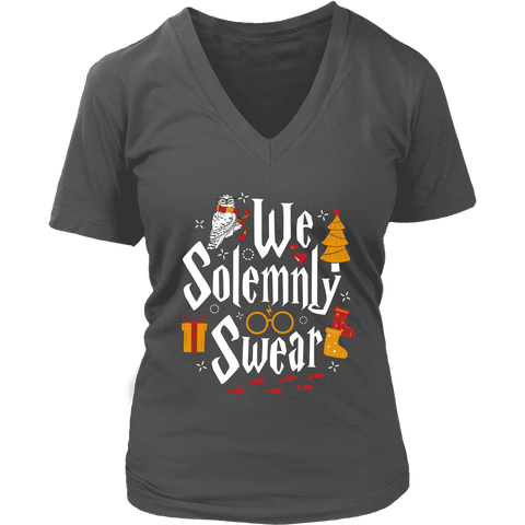 "We Solemnly Swear" V-neck Tshirt - Gifts For Reading Addicts
