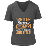"badass isn't an official job title" V-neck Tshirt - Gifts For Reading Addicts