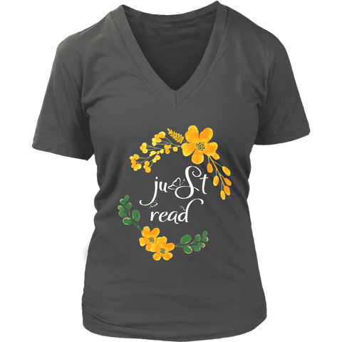 "just read" V-neck Tshirt - Gifts For Reading Addicts