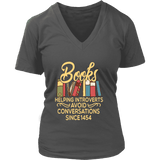 "Avoid Conversations since 1454" V-neck Tshirt - Gifts For Reading Addicts