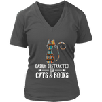 "Cats and books" V-neck Tshirt - Gifts For Reading Addicts